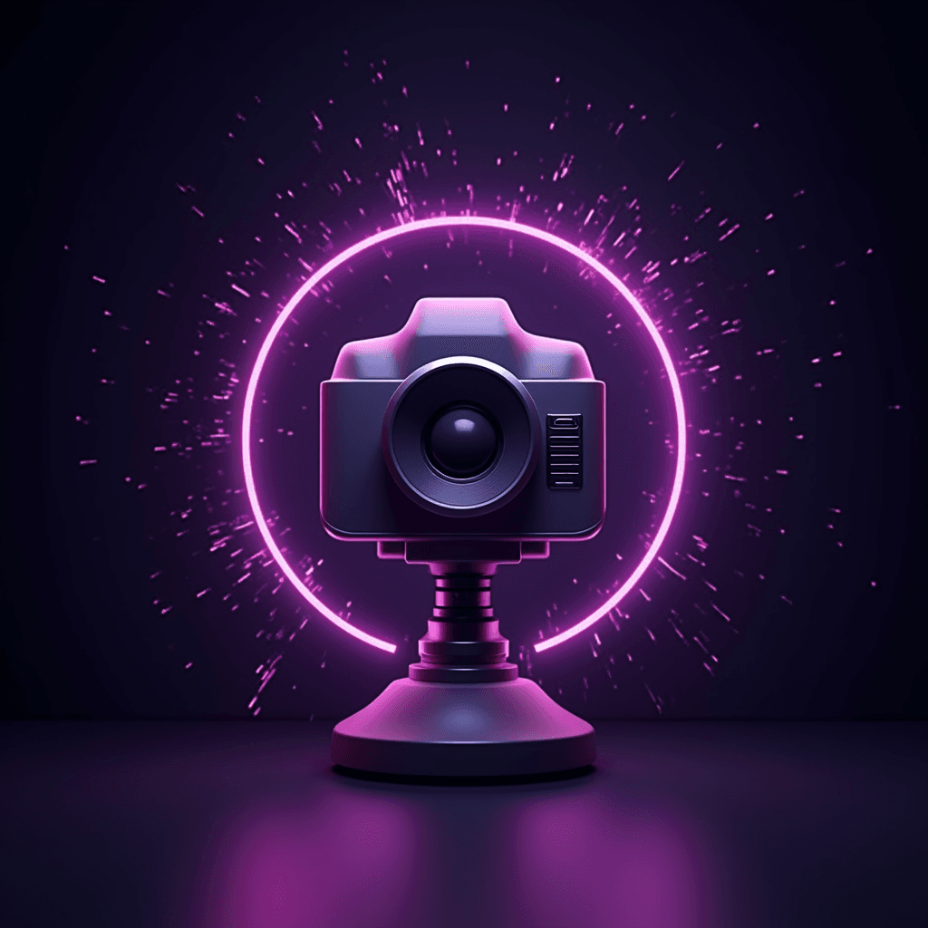 máquina fotográfica logo IA